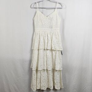 NWT Lulus Love in Layers Tiered Lace Midi Dress in Ivory - Size M